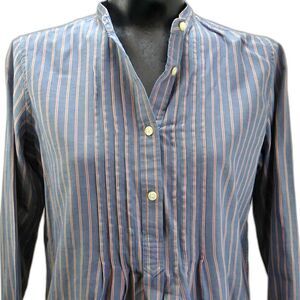 Ralph Lauren Jeans Co Tunic Women's Small Blue Red Striped Pintucks Pullover